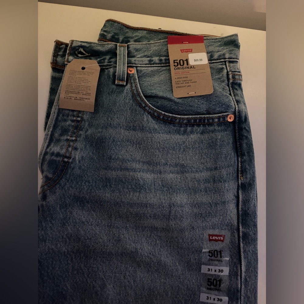 Levi's 501 Original Women's High Rise Ripped Blue Jeans - Picture 5 of 11
